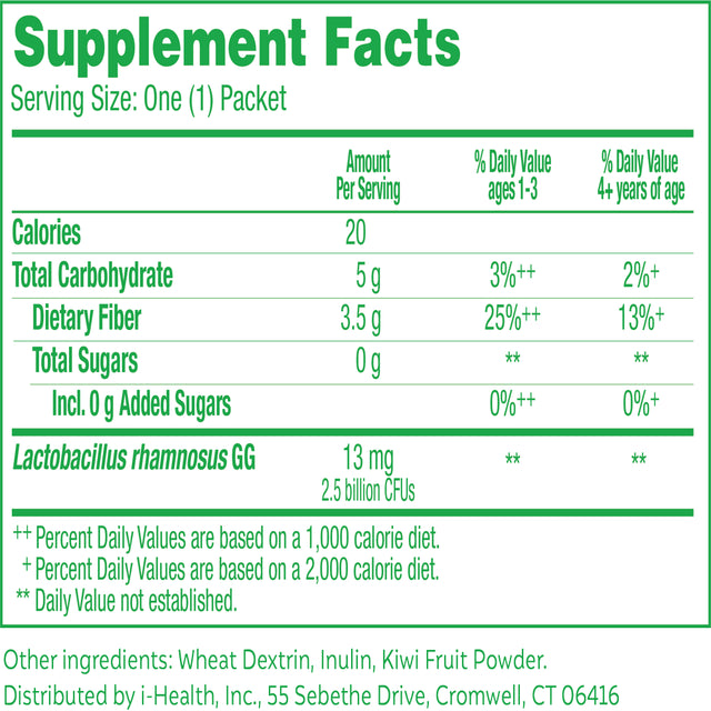 Culturelle Kids Probiotic + Fiber Packets for Kids 3+, Digestive Health & Immune Support, 60 Count