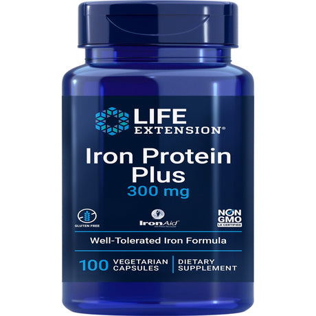 Life Extension Iron Protein Plus, 300 Mg - Supports Red Blood Cell & Protein Production - Gluten-Free, Non-Gmo - 100 Vegetarian Capsules