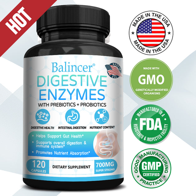 Balincer Digestive Enzyme Supplement - 700 Mg - Vegan Formula for Gut Health, Digestion and Immune Support