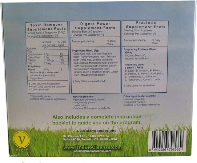 Bio Cleanse Detox Kit, Includes Probiotic Formula, Digest Power and Bentonite Psyllium, Colon Care, Healthy Elimination and Gut Health