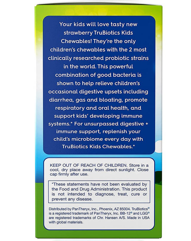 Trubiotics Kids Daily Probiotic Supplement Chewable Tablets Strawberry - 30 Ct