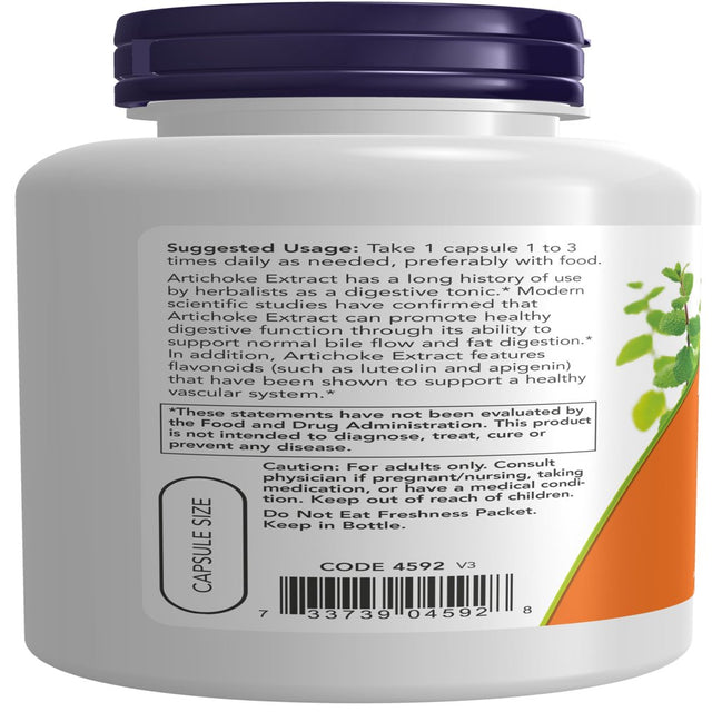 NOW Supplements, Artichoke Extract 450 Mg (Standardized to 5% Cynarin), 90 Veg Capsules