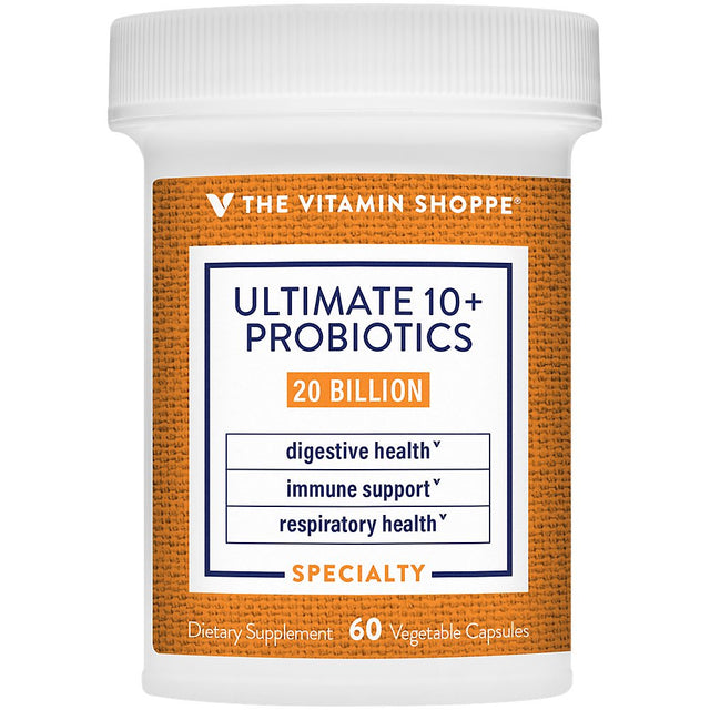 Ultimate 10+ Probiotics, 20 Billion Cfus for Digestive Health, Immune Support and Respiratory Health (60 Vegetable Capsule) by the Vitamin Shoppe