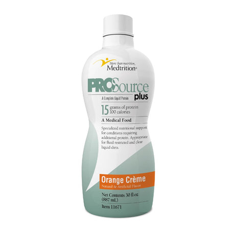 Liquid Collagen Peptides Type I, III 15 Grams Protein per Oz. |Prosource plus Orange Crème Bottle Medtrition|