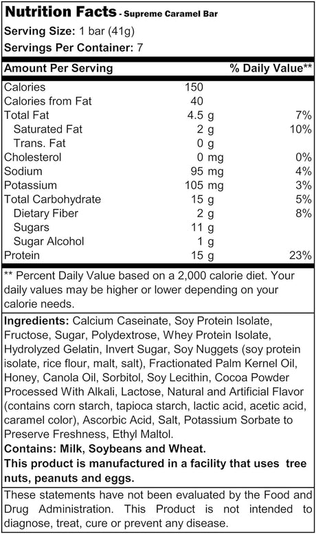 Protidiet Delicious Protein Bar | Nutritious Low Fat & Carb Snack with High Vitamins & Minerals | | Healthy & Energizing Small Meal | Assists in Weight Loss (Supreme Caramel)