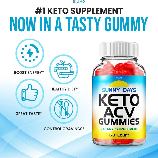 Sunny Days Keto ACV Gummies Sunny Days Advanced Formula Apple Cider Vinegar Keto Gummies Dietary Support Supplement 60 Gummies