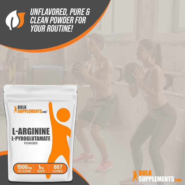 BULKSUPPLEMENTS.COM L-Arginine L-Pyroglutamate Powder - Arginine Supplement, L Arginine Powder - Nitric Oxide Supplement, Nitric Oxide Powder - Gluten Free, 1500Mg per Serving, 250G (8.8 Oz)