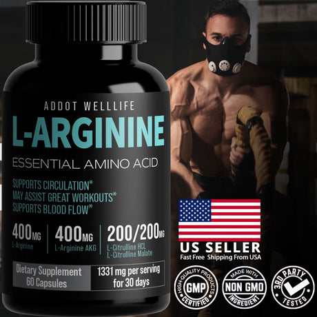 L-Arginine Complete, Nitric Oxide Supplement for Mens Health - L-Arginine, L-Arginine AKG, L- Citrulline HCL, Beta-Alanine for Energy, Performance, Stamina, Endurance, Muscle Growth, Vascularity