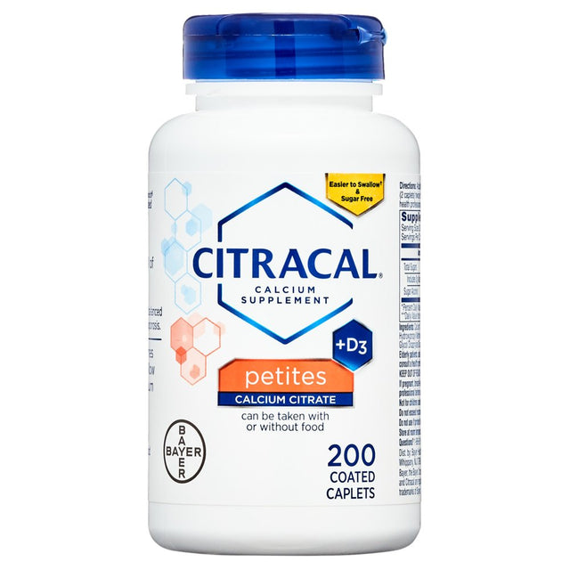 Citracal Petites Calcium Citrate with Vitamin D3, Caplets, 200 Count