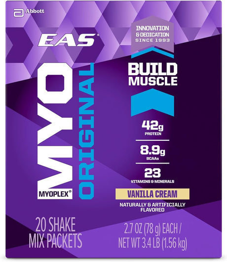 EAS Myoplex Original Protein Powder Packets, Vanilla Cream, 2.7 Oz, 20 Count