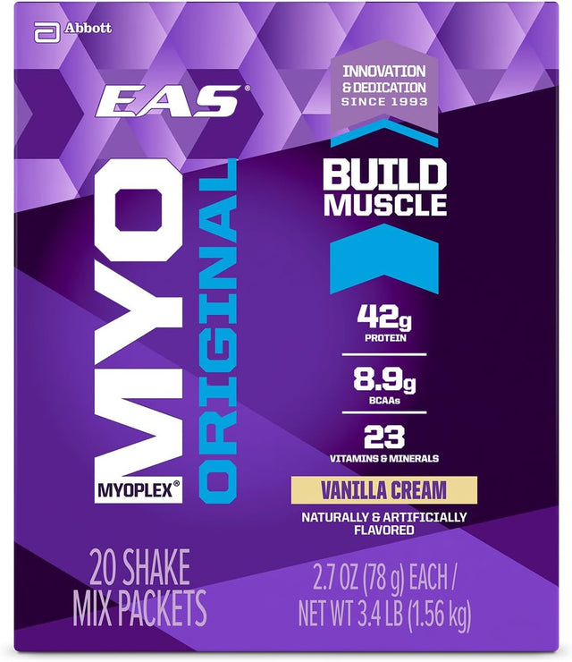 EAS Myoplex Original Protein Powder Packets, Vanilla Cream, 2.7 Oz, 20 Count