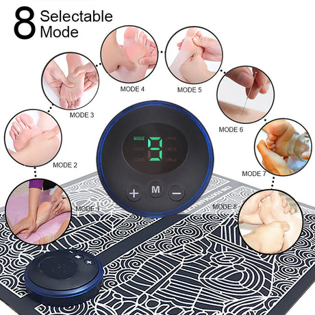 EMS Foot Massager for Circulation and Neuropathy,8 Modes 19 Levels Adjustable Intensity Foot Massager Mat Pad for Pain Relief,Blood Circulation Improve