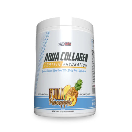 EHP Labs Aqua Hydrolyzed Collagen Peptides Powder - 10G of Protein per Serving, Hydration & Gut Health Support, Grass Fed Pasture-Raised Bovine Collagen, Type I & III, 24 Servings (Fijian Pineapple)