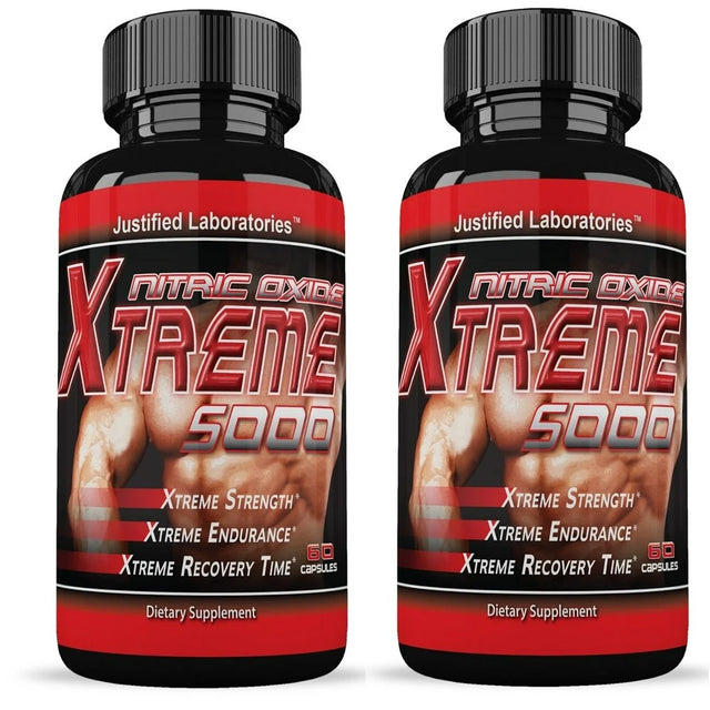 Xtreme 5000 Extreme Arginine Nitric Oxide Glutamine Muscle Pump 60 Capsules Each Pack of 2