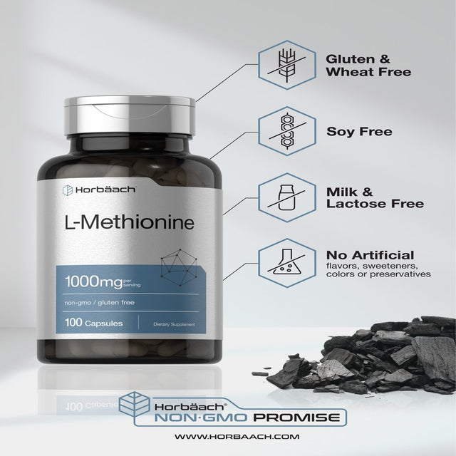 L Methionine 1000 Mg | 100 Capsules | Free Form Supplement | by Horbaach