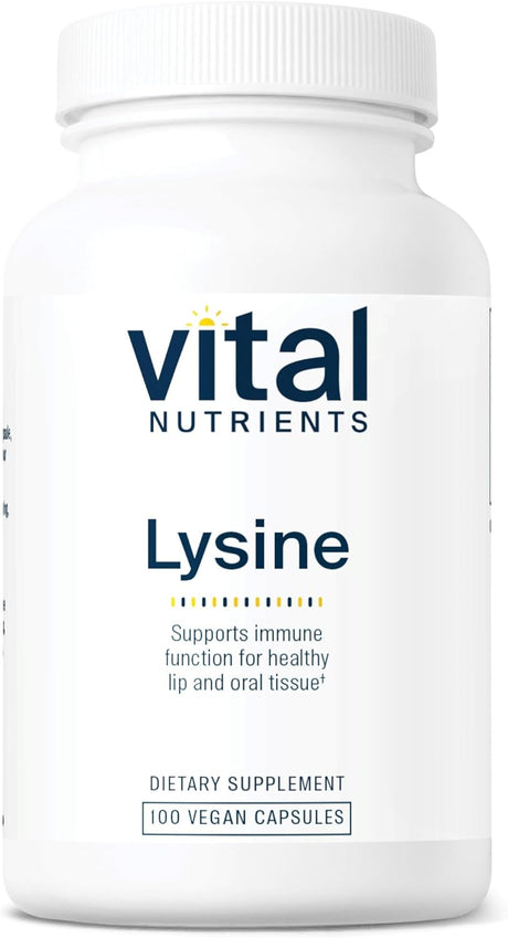 Vital Nutrients - Lysine - Supports Immune Function and Normal Arginine Levels - Supports Calcium Absorption - 100 Vegetarian Capsules per Bottle - 500 Mg