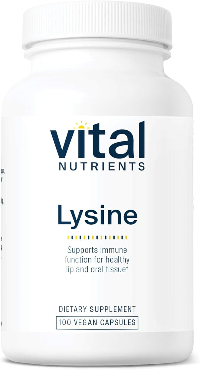 Vital Nutrients - Lysine - Supports Immune Function and Normal Arginine Levels - Supports Calcium Absorption - 100 Vegetarian Capsules per Bottle - 500 Mg