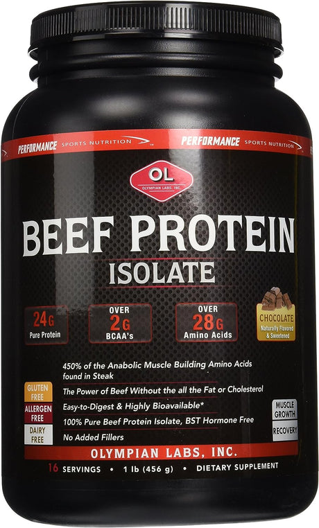 Olympian Labs Beef Protein Isolate Lb, 1 Pound, Chocolate, 16 Ounce (03273)