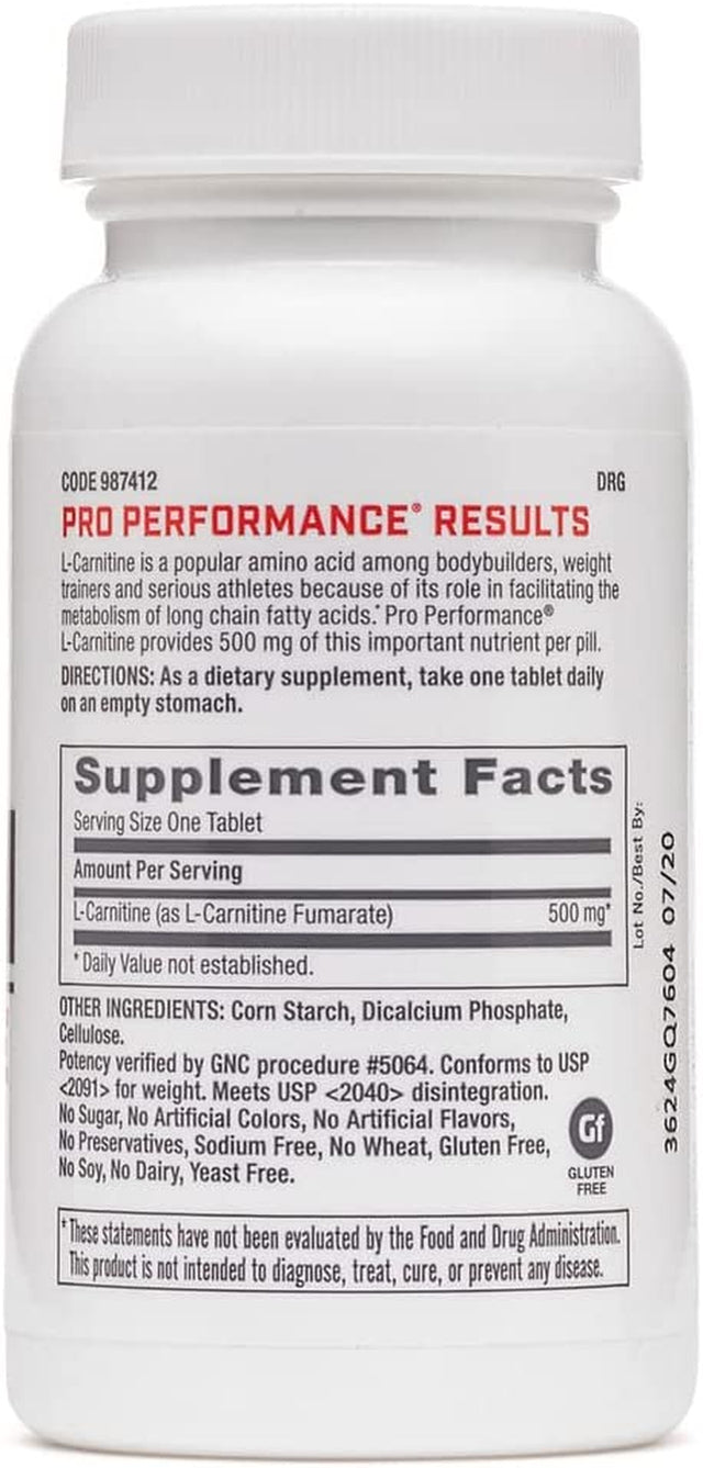 GNC Pro Performance L-Carnitine, 60 Tablets, Supports Muscle Recovery