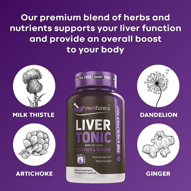 Liver Cleanse Detox & Fatty Liver Repair Formula with Milk Thistle - Artichoke and 24 Herbs Liver Health Support Supplement: Silymarin, Dandelion and Chicory Root - 120 Vegan Capsules