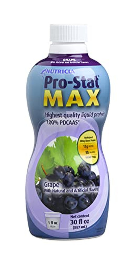 Pro-Stat MAX, Hydrolyzed Whey- and Collagen-Based Concentrated Liquid Protein Medical Food - Grape Flavor, 30 Fl Oz Bottle