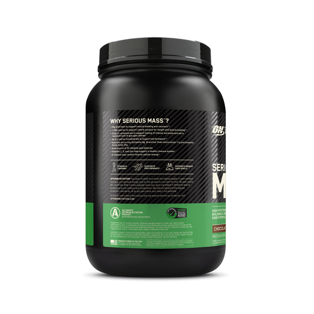 Optimum Nutrition, Serious Mass, Weight Gainer, Protein Powder, Chocolate, 2.95Lb