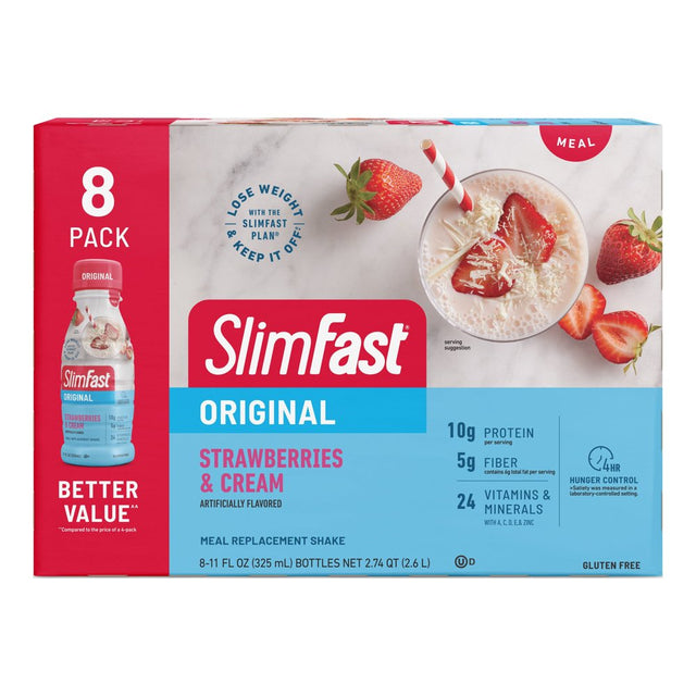 Slimfast Original Meal Replacement Shake, Strawberries and Cream, 8 Ct