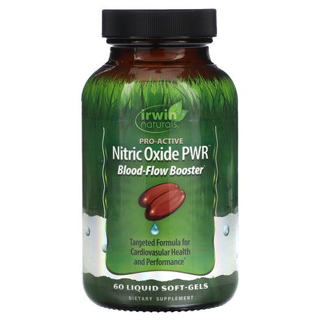 Irwin Naturals Nitric Oxide PWR, Blood-Flow Booster, 60 Liquid Soft-Gels