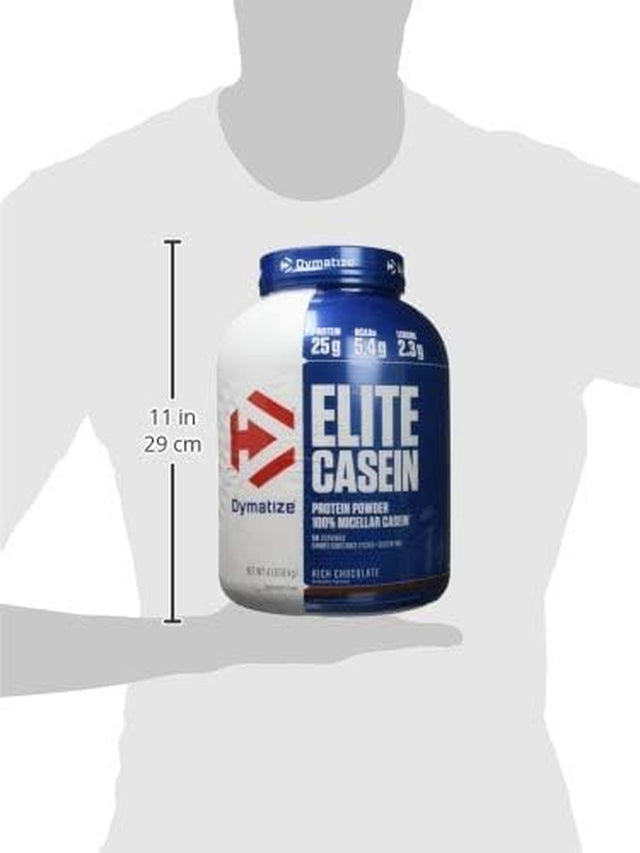 Dymatize Elite Casein Protein Powder, Slow Absorbing with 25G Protein, Bcaas & Leucine for Muscle Building and Overnight Recovery, Rich Chocolate, 4 Pound