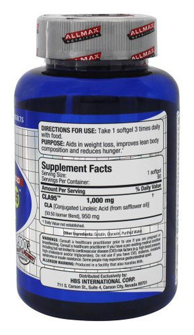 Allmax CLA 95 Conjugated Lineolic Acid - 90 Softgels