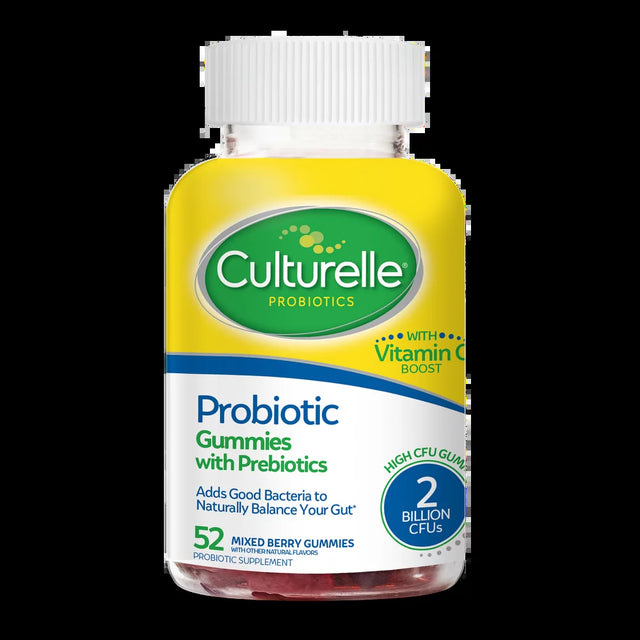 Culturelle Probiotic Gummies with Prebiotics, 2 Billion Cfus Gummies, Berry, 52 Count