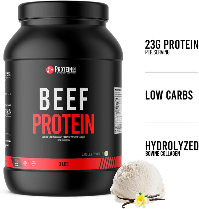 Beef Protein | Anytime Supplement | 3 Lbs | Vanilla Flavor