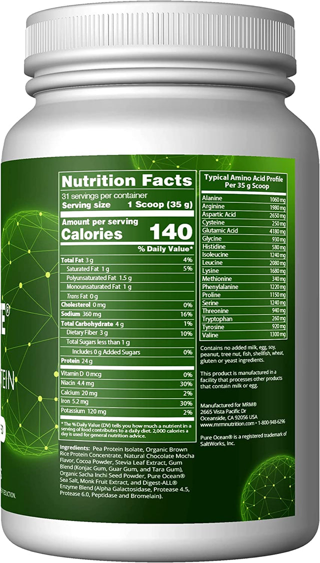 MRM Nutrition Veggie Elite Performance Protein | Chocolate Mocha Flavored| Plant-Based Protein| Easy to Digest | with Bcaas| Vegan + Gluten-Free | Clinically Tested| Digestive Enzymes | 30 Servings