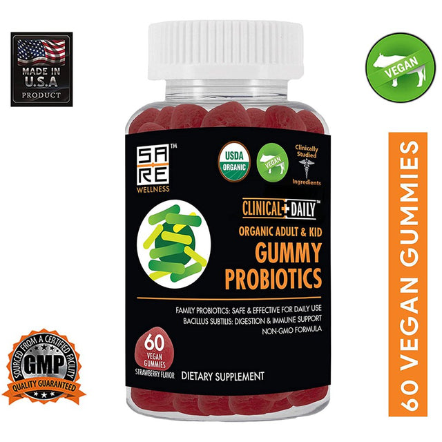 Clinical Daily Probiotic Gummies for Digestive Gut Health Immune Support 60 Count