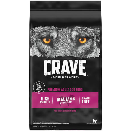 CRAVE Grain Free Adult Dry Dog Food with Protein from Lamb, 22 Lb. Bag