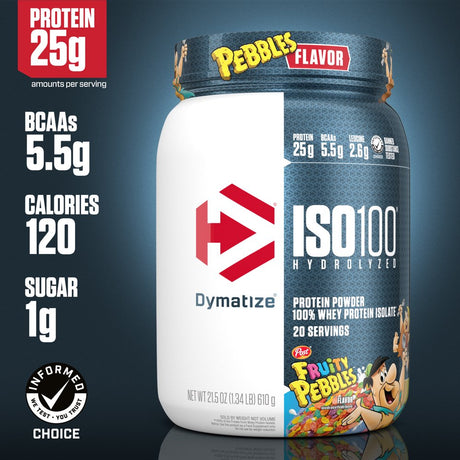 Dymatize ISO100 Hydrolyzed Whey Isolate Protein Powder, Fruity Pebbles, 20 Servings