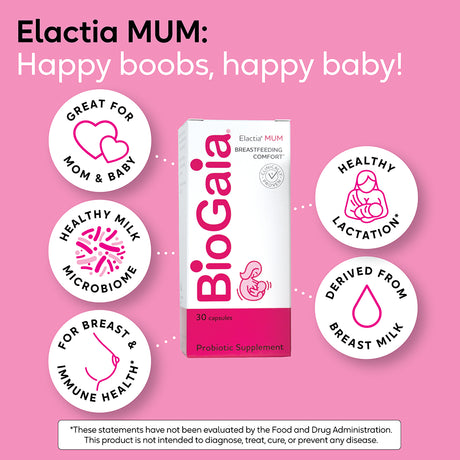 Elactia Breastfeeding Probiotic | Probiotic for Breastfeeding Moms | Ease Lactational Breast Pain | Promote Healthy Lactation | Newborn Essentials for Mom & Baby | Daily Breastfeeding Supplement