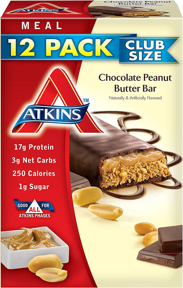 Atkins Advantage Bars, Chocolate Peanut Butter , 2.1-Ounce Bars (Pack of 12)