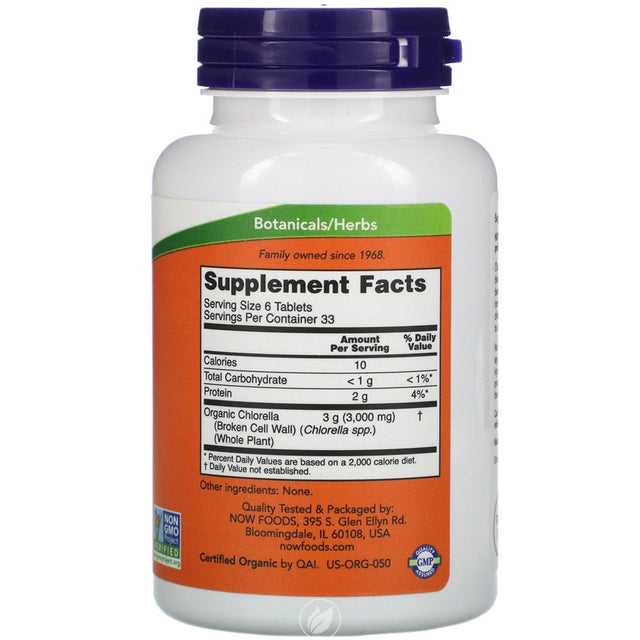 NOW Supplements Organic Chlorella 500Mg 200 Tabs