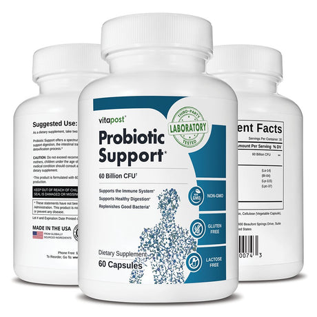 Vitapost Probiotic Support Supplement with Digestive Flora for Gut Health - 60 Capsules