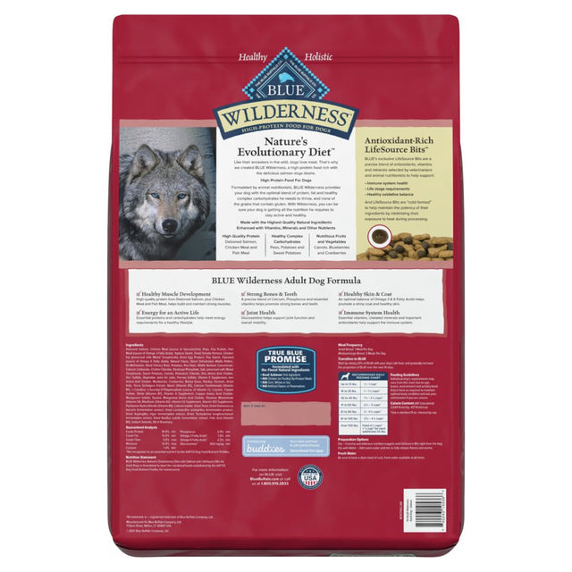 Blue Buffalo Wilderness High Protein Salmon Dry Dog Food for Adult Dogs, Grain-Free, 11 Lb. Bag