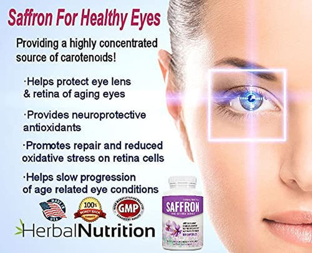 Saffron Extract 88.5Mg 2 Pack 60 Capsules per Bottle 100% Pure Saffron Extract All-Natural Mood Enhancer Feel Great and Lose Weight Promote Eye Health