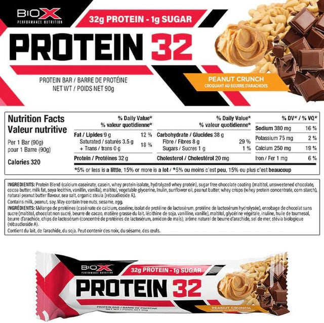 Biox Performance Nutrition Protein 32 Bars 1 - 82G Bar - Peanut Crunch