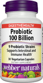 Webber Naturals Probiotic 100 Billion, 30 Capsules, Supplement for Immune and Digestive Health, Shelf-Stable, No Refrigeration Required, Non GMO and Gluten Free, Suitable for Vegetarians