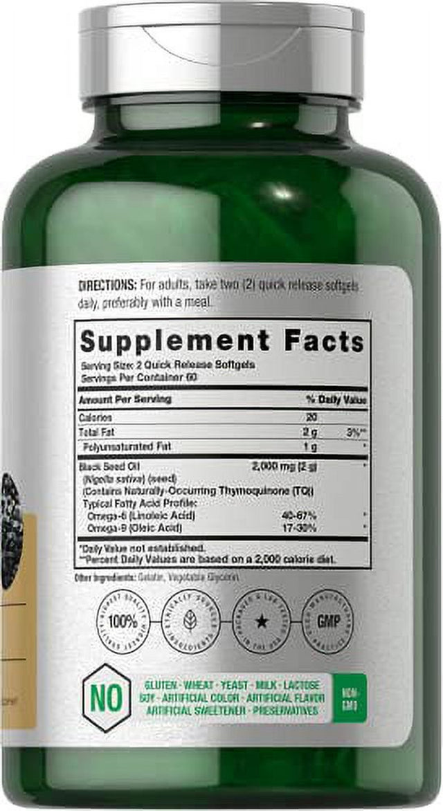 Black Seed Oil 2000Mg | 120 Softgel Capsules | Cold Pressed Nigella Sativa Pills | Non-Gmo, Gluten Free | by Horbaach