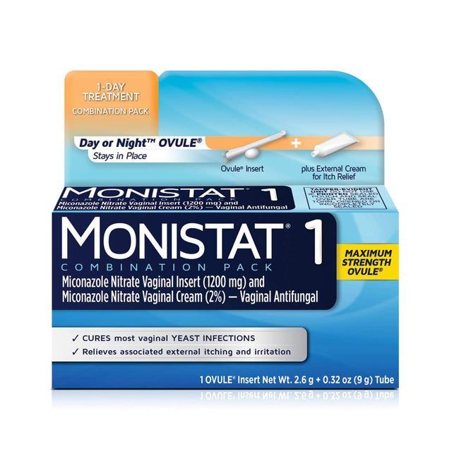 Monistat 1 Day Yeast Infection Treatment, Miconazole Ovule Insert & External Anti-Itch Cream