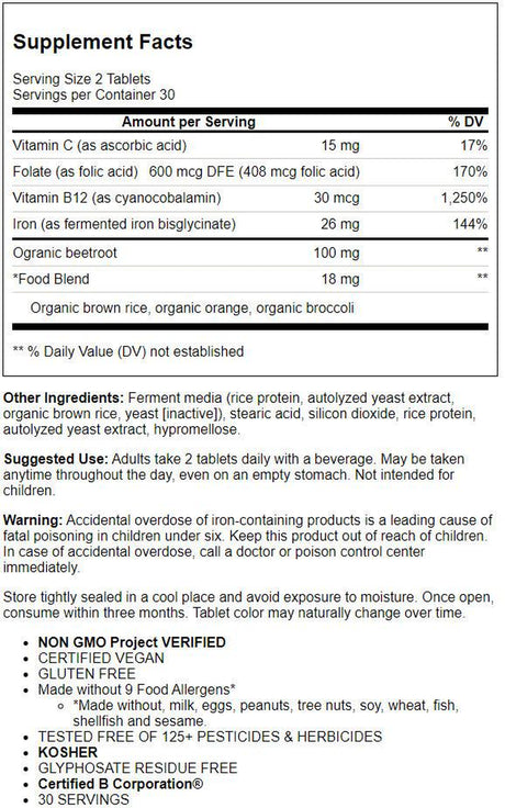 Megafood - Blood Builder Minis Iron & Multivitamin Supplement - 60 Tablets