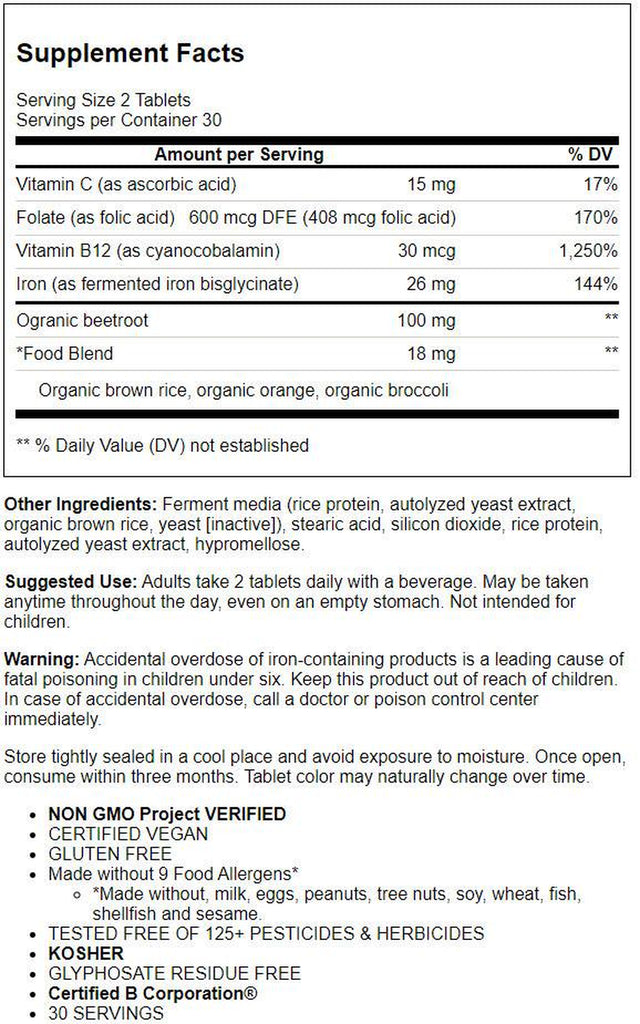 Megafood - Blood Builder Minis Iron & Multivitamin Supplement - 60 Tablets