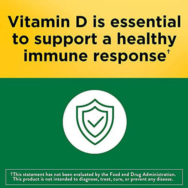 Nature Made Vitamin D3 1000 IU (25 Mcg), Dietary Supplement for Bone, Teeth, Muscle and Immune Health Support, 180 Softgels, 180 Day Supply