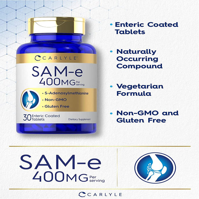 Sam-E 400Mg | 30 Tablets | S-Adenosylmethionine Pills | by Carlyle